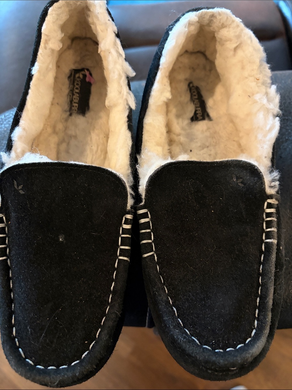 Koolaburra by UGG Black Moccasin Slippers with Cream Shearling